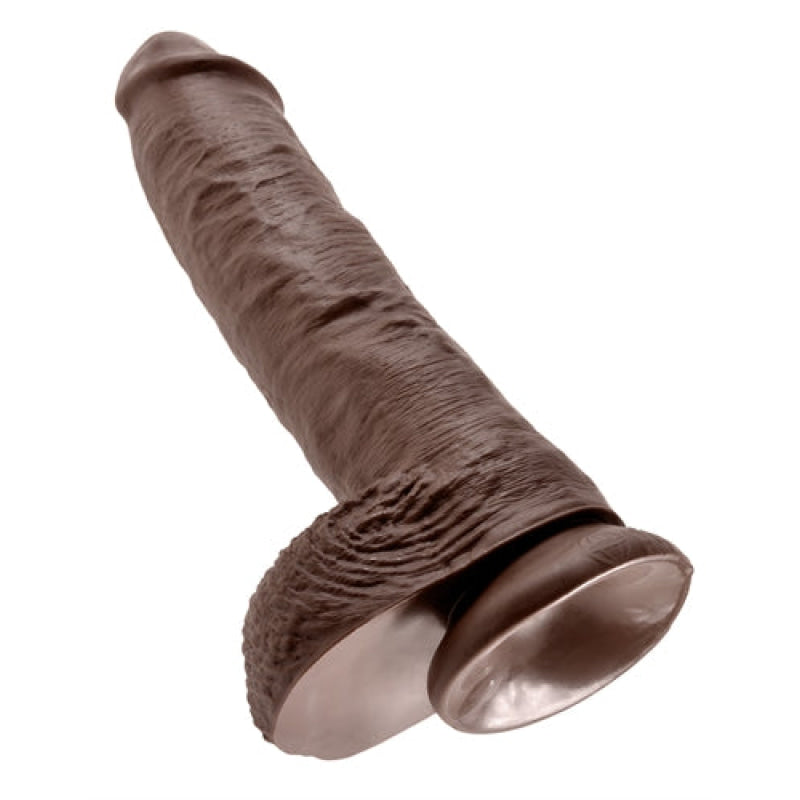 King Cock 10-Inch Cock With Balls - Brown