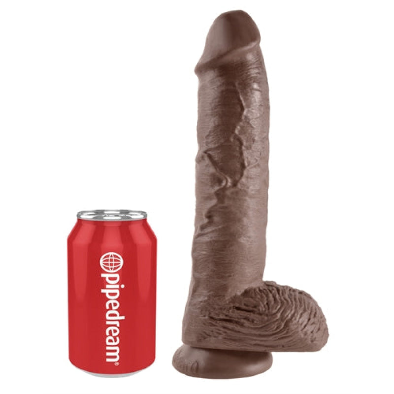 King Cock 10-Inch Cock With Balls - Brown