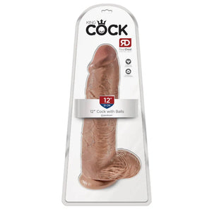 King Cock 12" Cock With Balls - Tan - MyPleasure