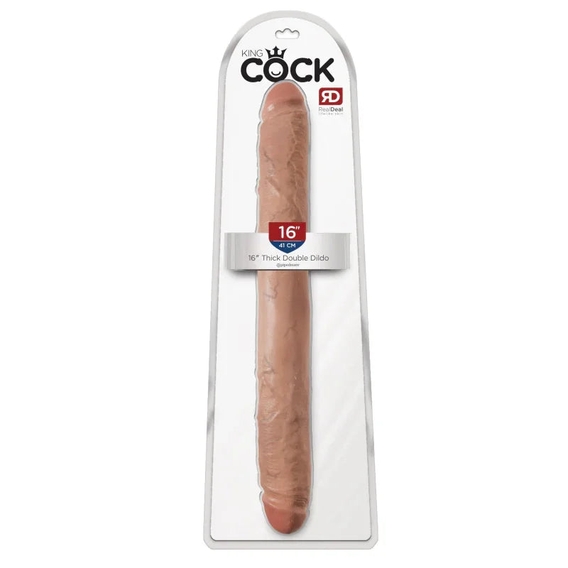 King Cock 16" Thick Double Dildo - Tan - MyPleasure