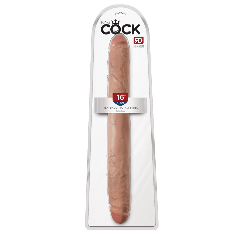 King Cock  16" Thick Double Dildo - Tan