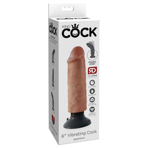 King Cock 6" Vibrating Cock - Tan - MyPleasure