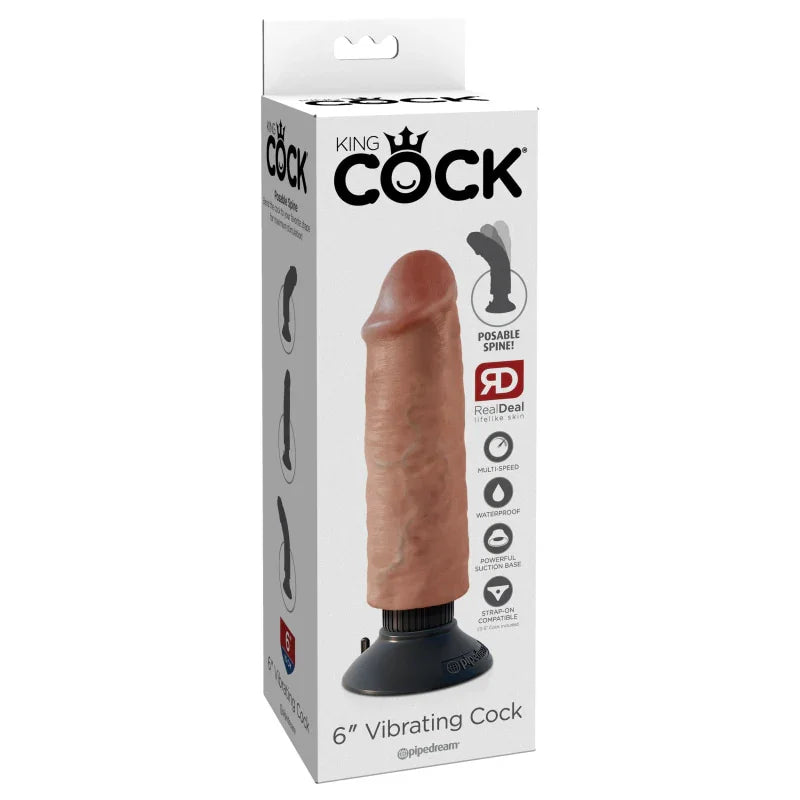 King Cock 6" Vibrating Cock - Tan - MyPleasure