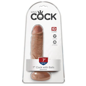 King Cock 7" Cock With Balls - Tan - MyPleasure