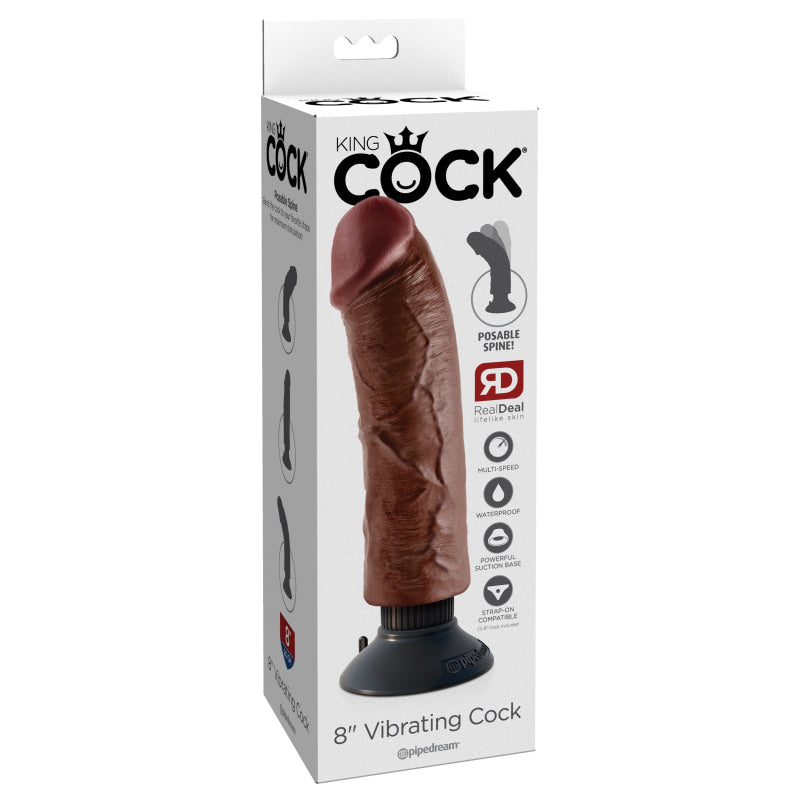 King Cock 8-Inch Vibrating Cock - Brown