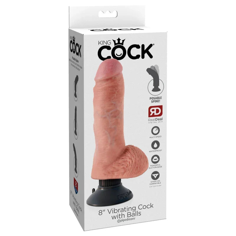 King Cock 8-Inch Vibrating Cock With Balls - Flesh - MyPleasure