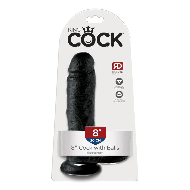 King Cock 8-Inch Cock With Balls - Black - MyPleasure