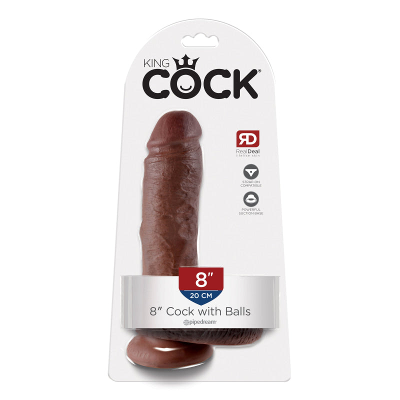 King Cock 8-Inch Cock With Balls - Brown