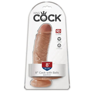 King Cock 8" Cock With Balls - Tan - MyPleasure