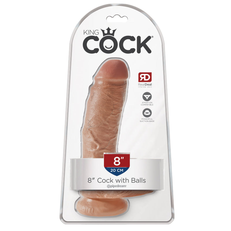 King Cock  8" Cock With Balls - Tan