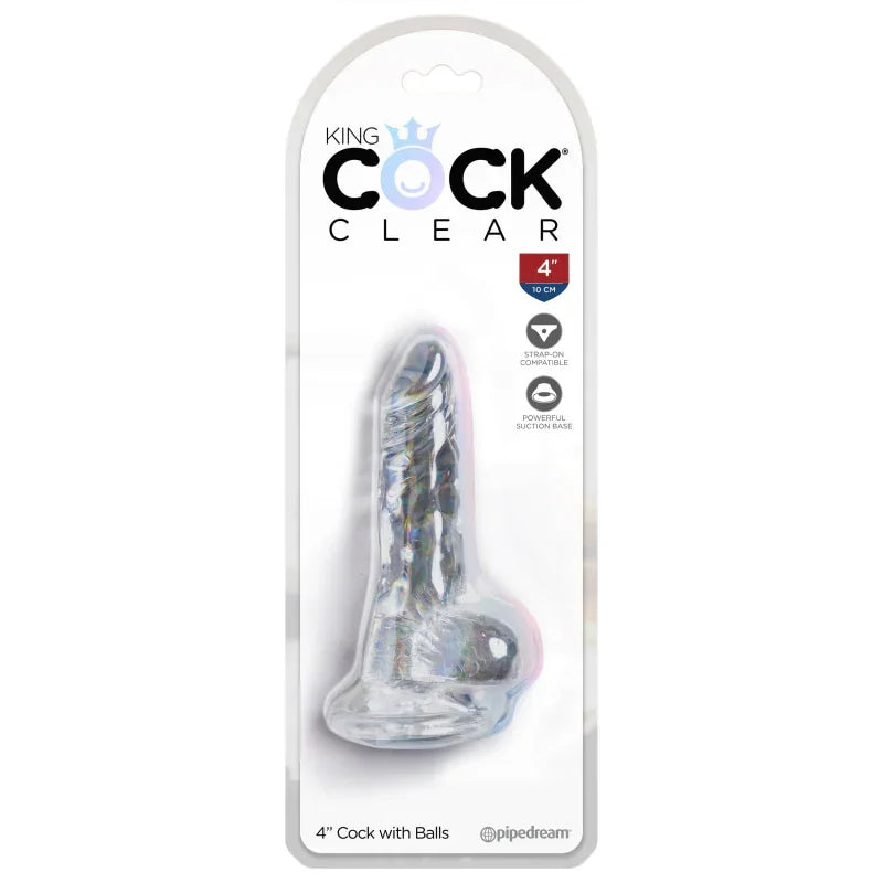 King Cock Clear 4" Cock With Balls - MyPleasure