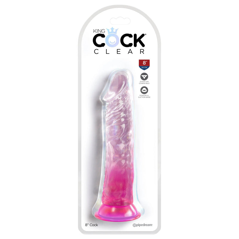 King Cock Clear 8 Inch - Pink