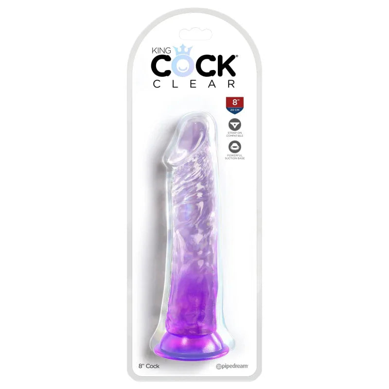King Cock Clear 8 Inch - Purple - MyPleasure