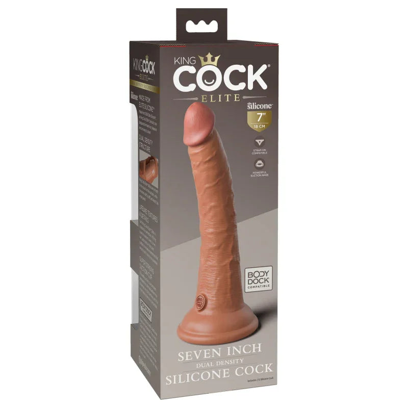 King Cock Elite 7 Inch Dual Density Silicone Cock - Tan - MyPleasure