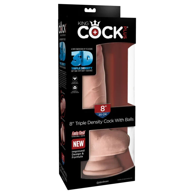 King Cock Plus Triple Density 8" Cock With Balls - Flesh - MyPleasure