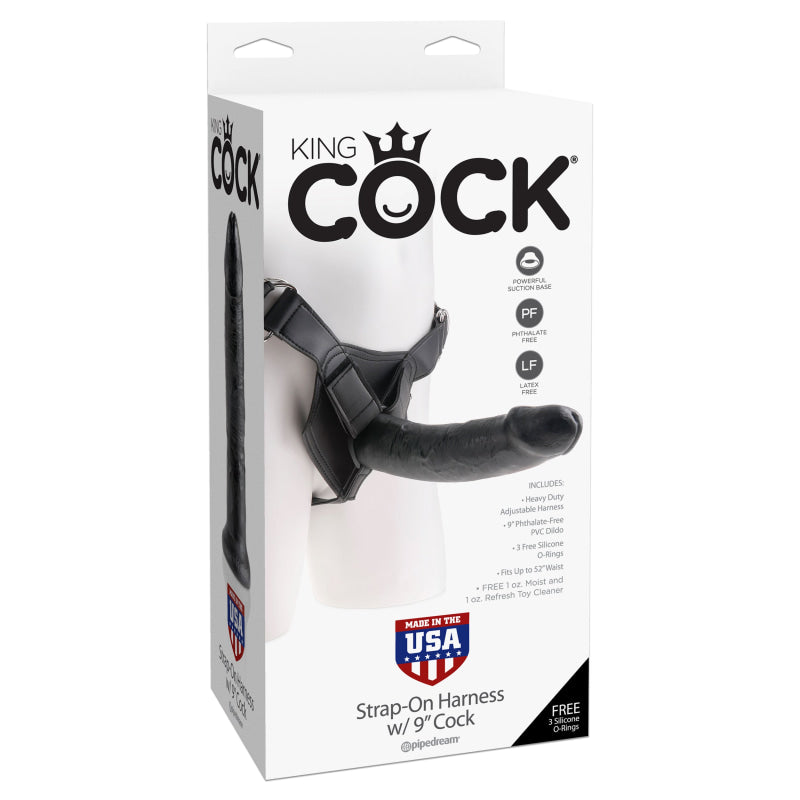 King Cock Strap on Harness With 9 Inch Cock - Black