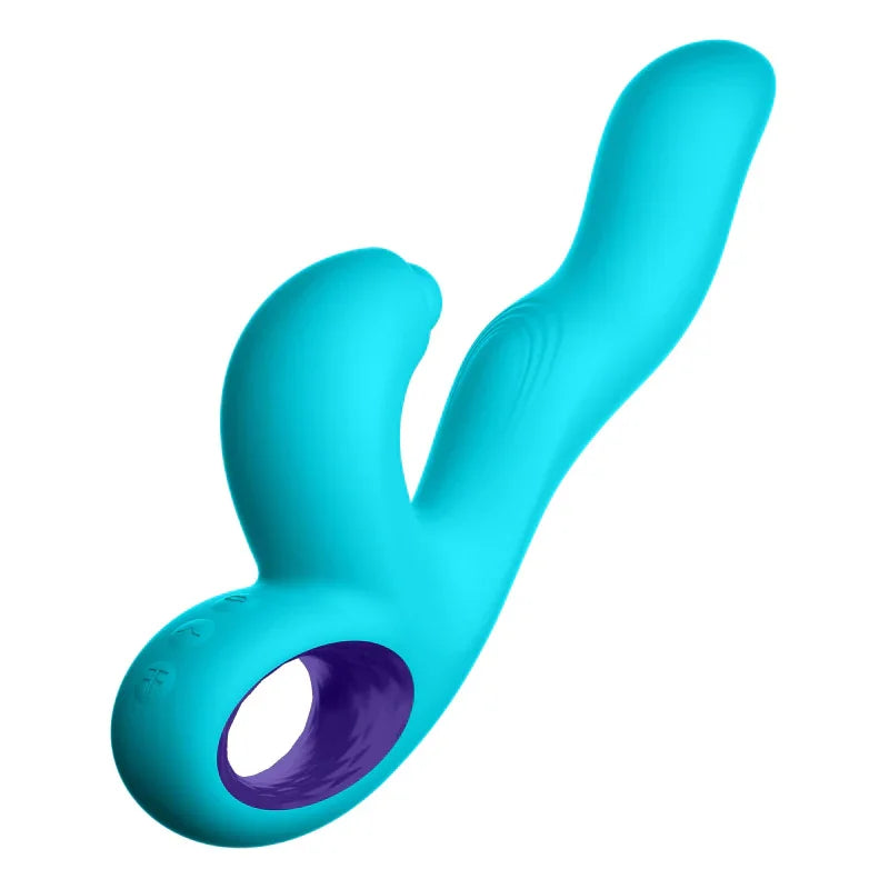 Klio Triple Action Thumping Rabbit Vibrator - Turquoise - MyPleasure