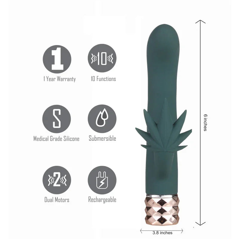 Kusha 420 Series Crystal Gems G-Spot Vibrator - Green - MyPleasure