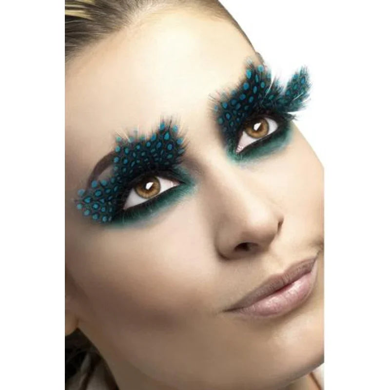 Large Aqua Dots Feather Eyelashes - MyPleasure