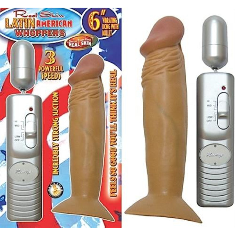 Latin American Whopper 6in Vibrating Dong With  Bullet-Latin