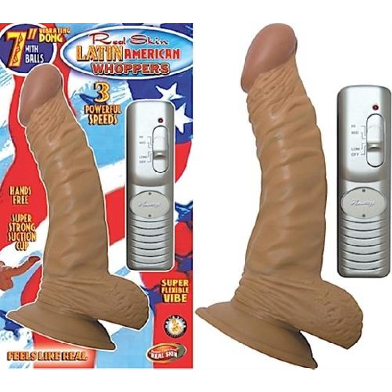 Latin American Whoppers 7inch Vibrating Dong With  Balls-Latin