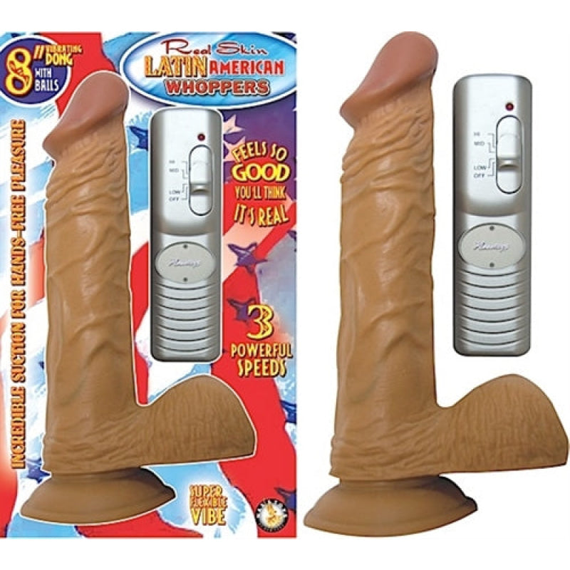 Latin American Whoppers 8inch Vibrating Dong With Balls-Latin