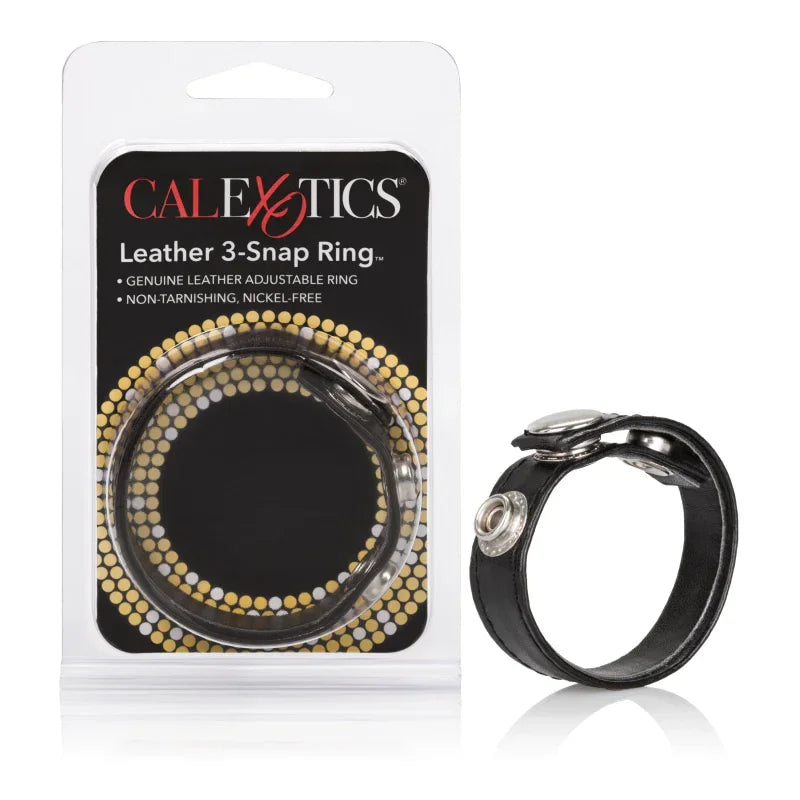 Leather Black 3-Snap Ring - MyPleasure