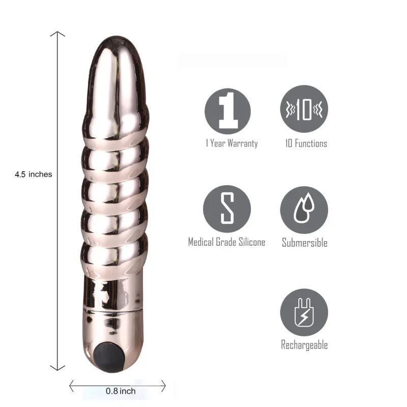 Lola 10 Function Vibrating Twisty Bullet - Rose Gold - MyPleasure