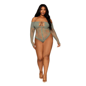 Long Sleeve Teddy - Queen Size - Sage - MyPleasure