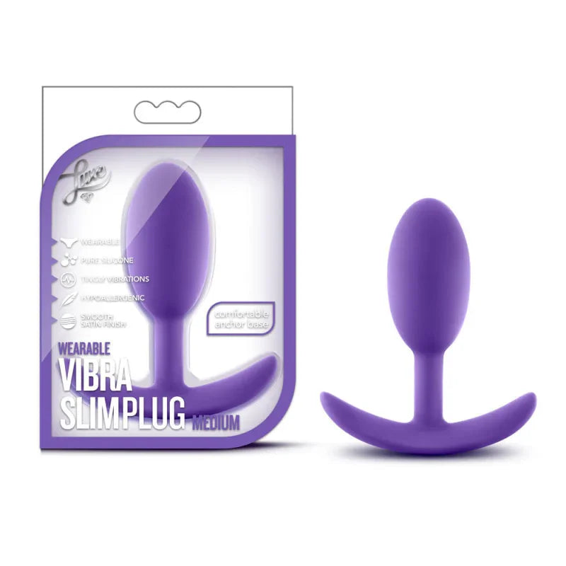Luxe - Wearable Vibra Slim Plug - Medium - Purple - MyPleasure