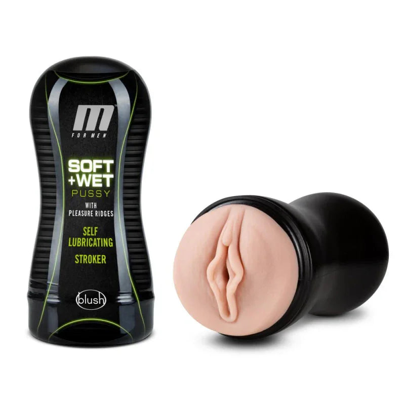 M for Men - Soft and Wet - Pussy With Pleasure Ridges - Self Lubricating Stroker Cup - Vanilla - MyPleasure