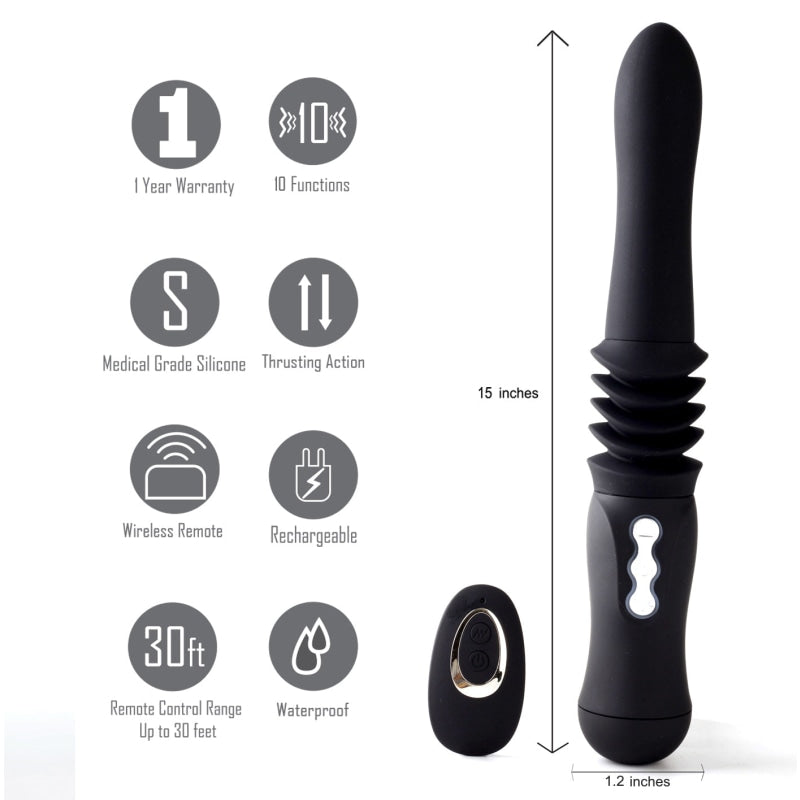 Max Silicone Thrusting Portable Love Machine -  Black