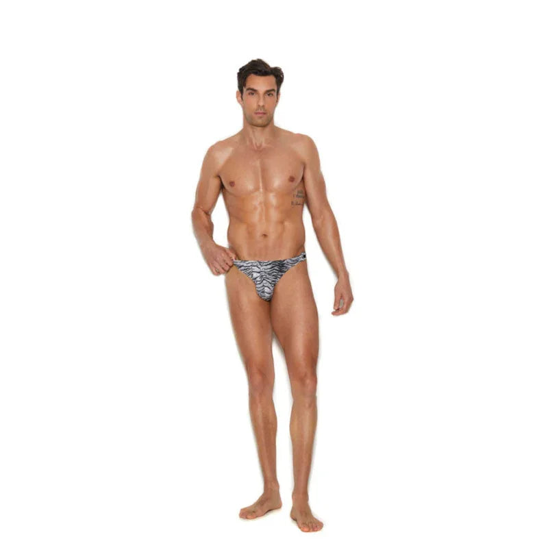 Men's Snap Closure Thong - Large/xlarge - Zebra - MyPleasure