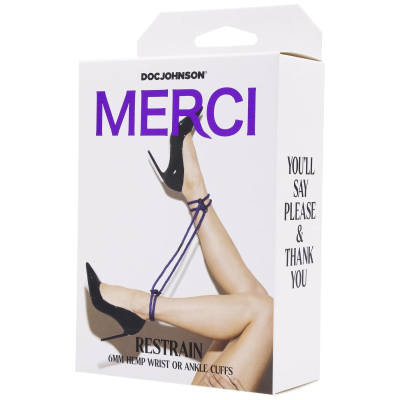 Merci - Restrain - 6mm Hemp Wrist or Ankle Cuffs - Violet