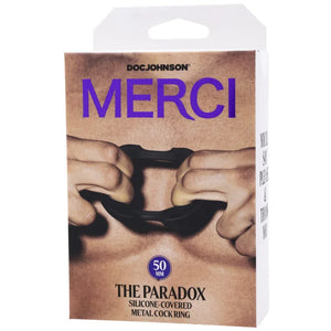 Merci - the Paradox - Silicone Covered Metal Cock Ring - 50mm - Black - MyPleasure