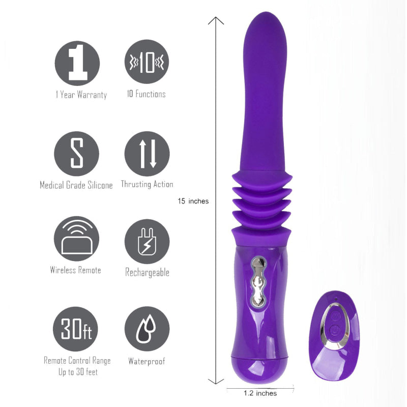 Monroe USB Rechargeable Silicone Thrusting  Portable Love Machine - Purple