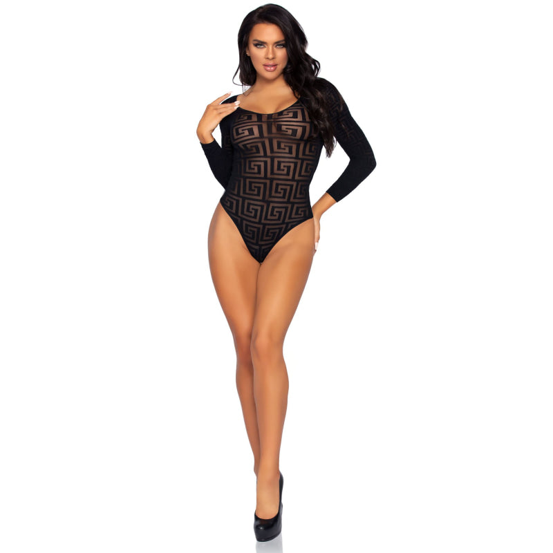 Mosaic Snap Crotch Bodysuit - One Size - Black