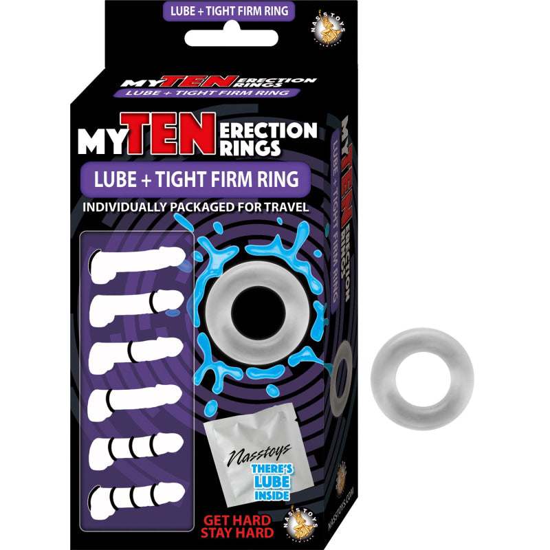 My Ten Erection Rings Lube + Tight Firm Ring -  Clear