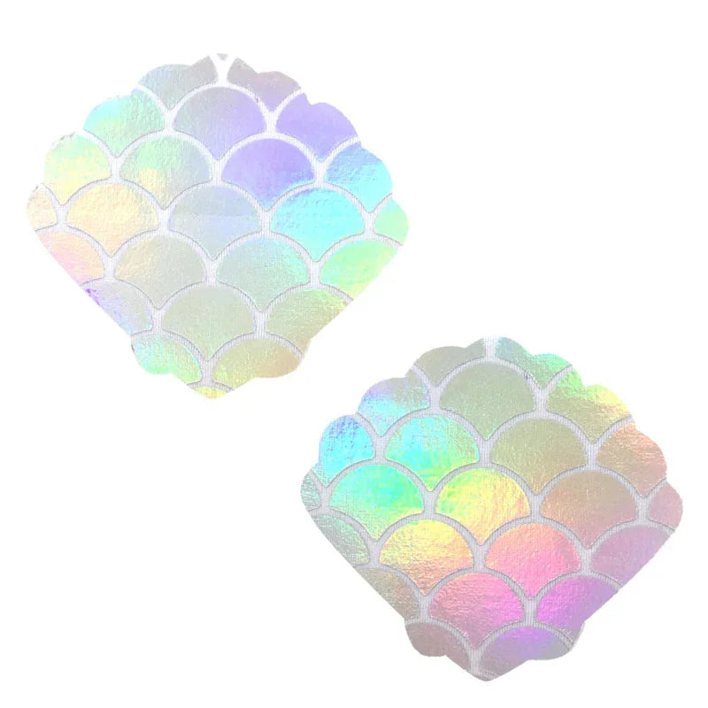 Mystical Mermaid White Holographic Mermaid Shell Nipztix Pasties - MyPleasure