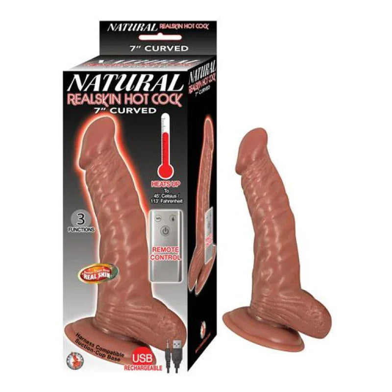 Natural Realskin Hot Cock Curved 7" - Brown - MyPleasure