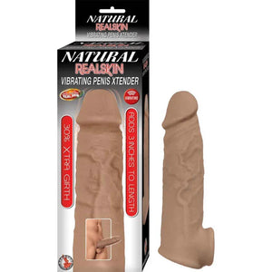 Natural Realskin Vibrating Penis Xtender - Brown - MyPleasure