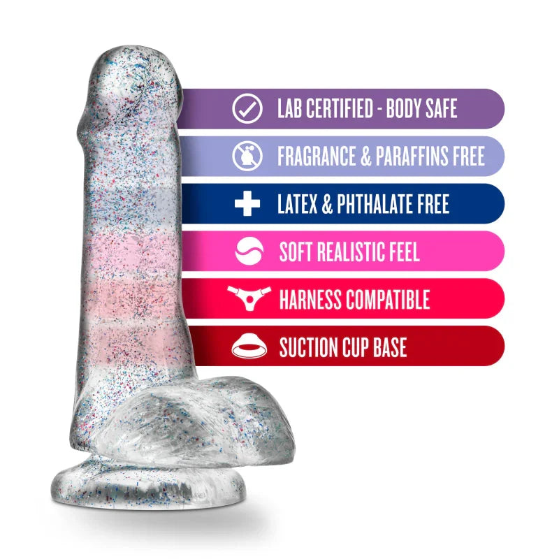 Naturally Yours - 6 Inch Glitter Cock - Sparkling Clear - MyPleasure