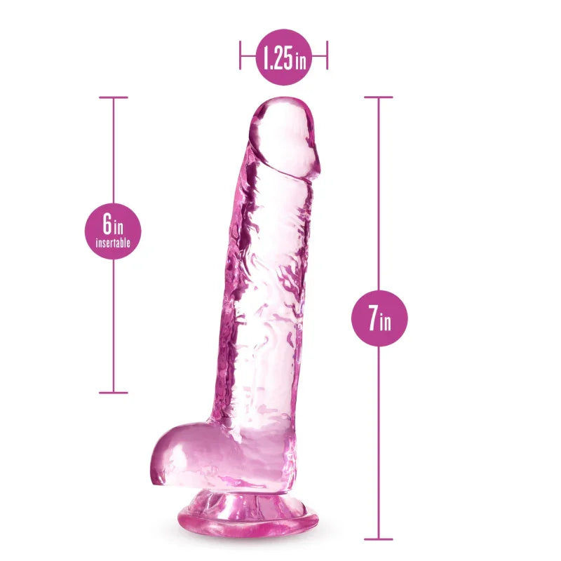 Naturally Yours - 7 Inch Crystalline Dildo - Rose - MyPleasure