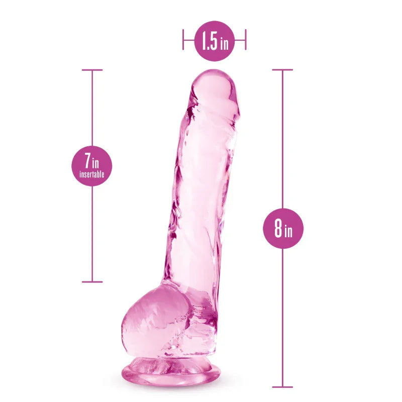 Naturally Yours - 8 Inch Crystalline Dildo - Rose
