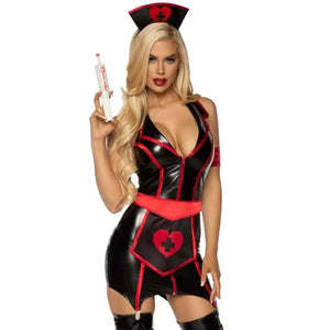 Naughty Nurse Costume - Small - Black/red - MyPleasure