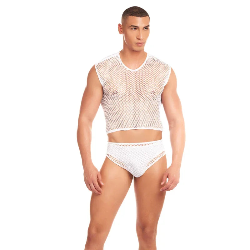 Net Flex 3pc Set - Large/xl - White - MyPleasure