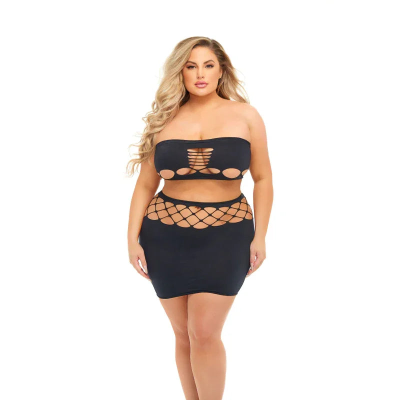Net Worth 2pc Bandeau Set - Queen - Black - MyPleasure