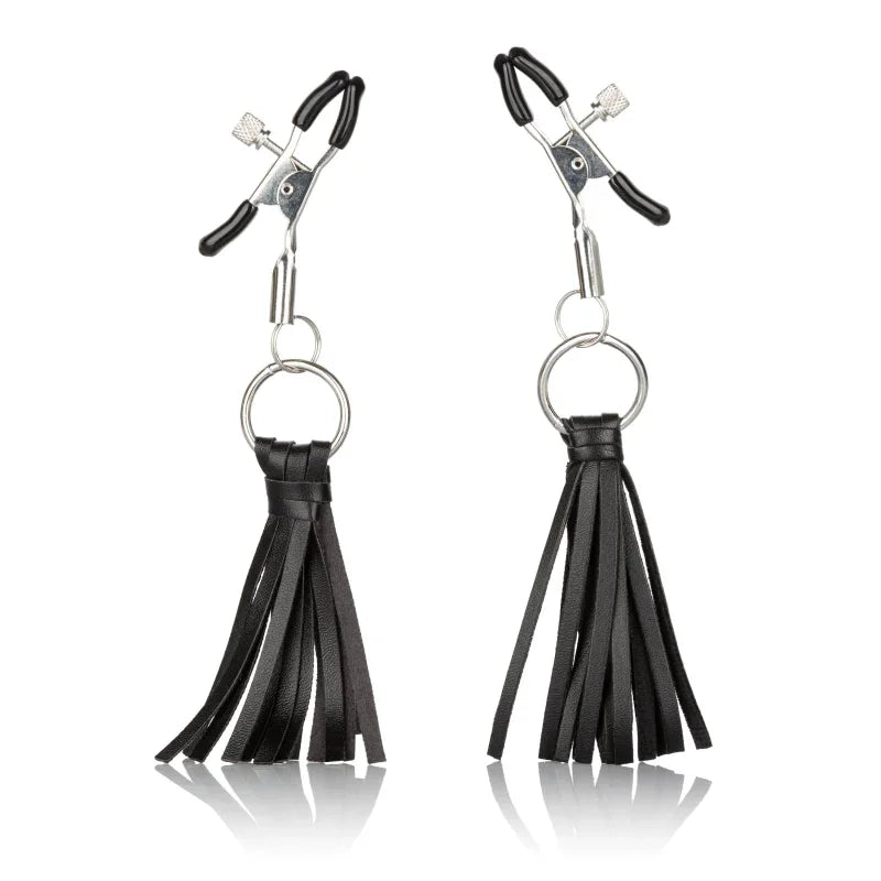 Nipple Play Playful Tassels Nipple Clamps - Black - MyPleasure