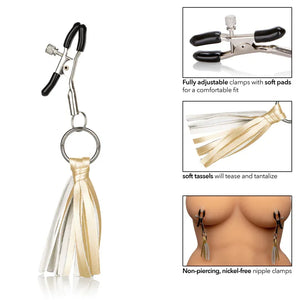 Nipple Play Playful Tassels Nipple Clamps - Gold - MyPleasure