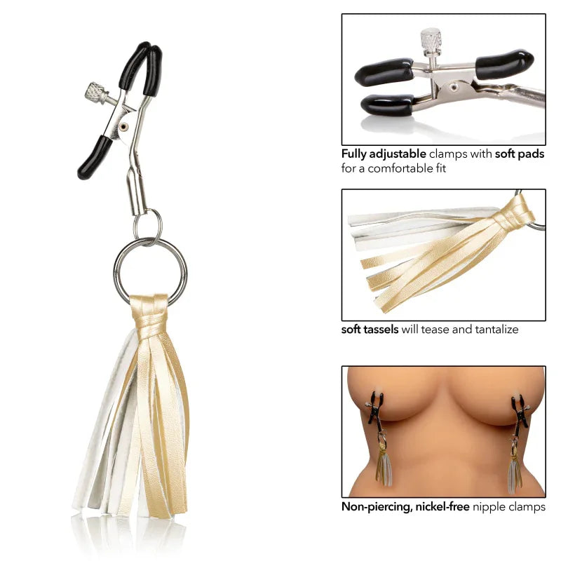 Nipple Play Playful Tassels Nipple Clamps - Gold - MyPleasure